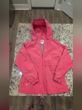 Women's Pink Hooded Weatherproof Rain Jacket Size Medium